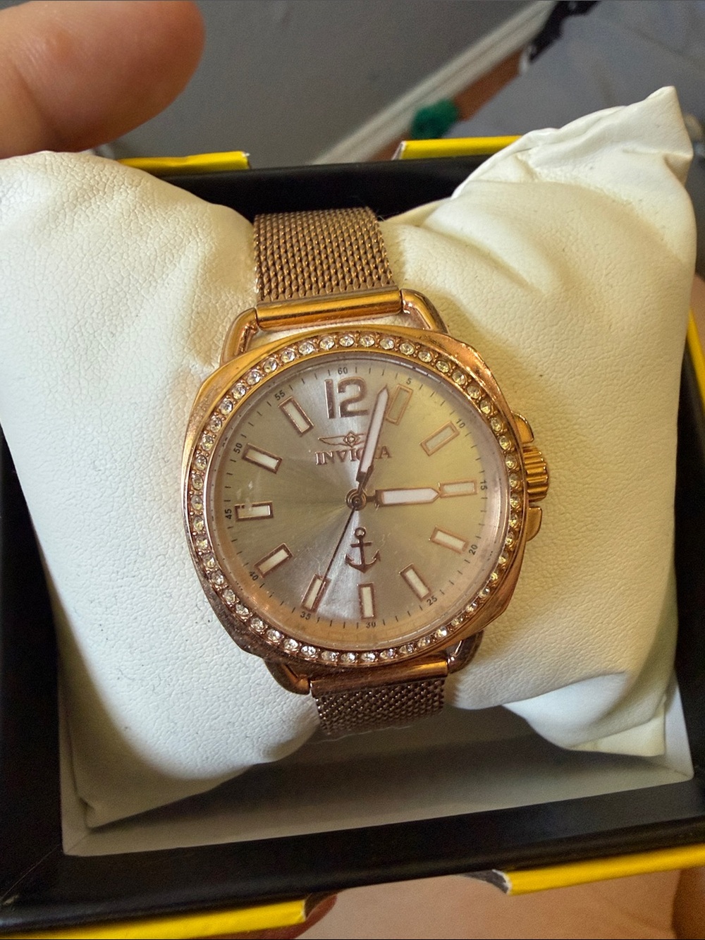 Invicta Rose Gold Tone Mesh Bracelet Women's Watch with Crystal Accents